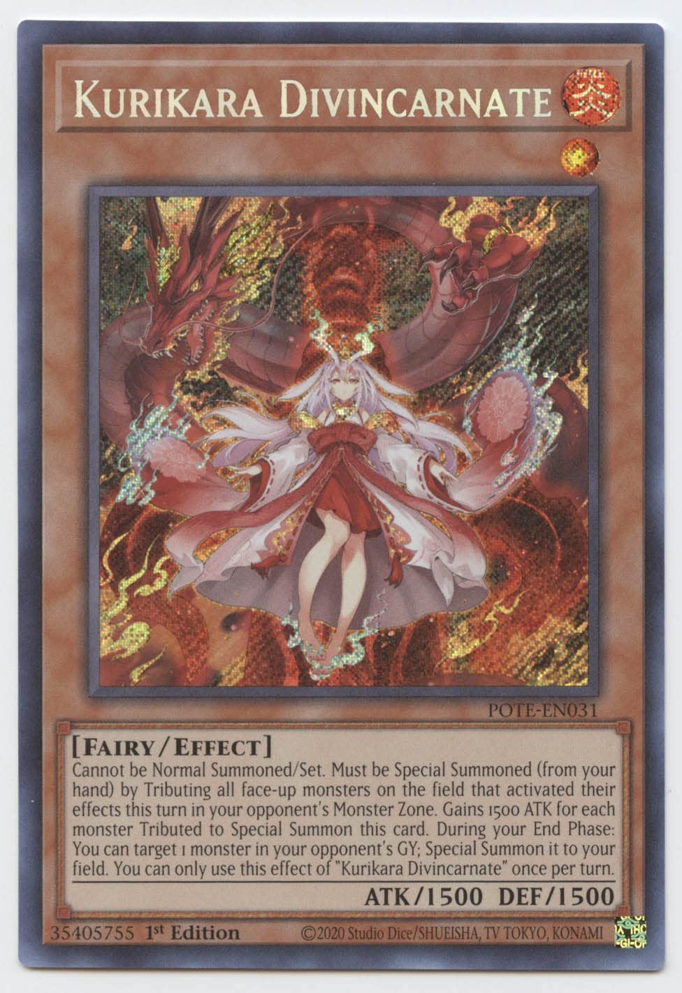 Yu-Gi-Oh! Kurikara Divincarnate - Pote-En031 - Secret Rare - 1St Edition