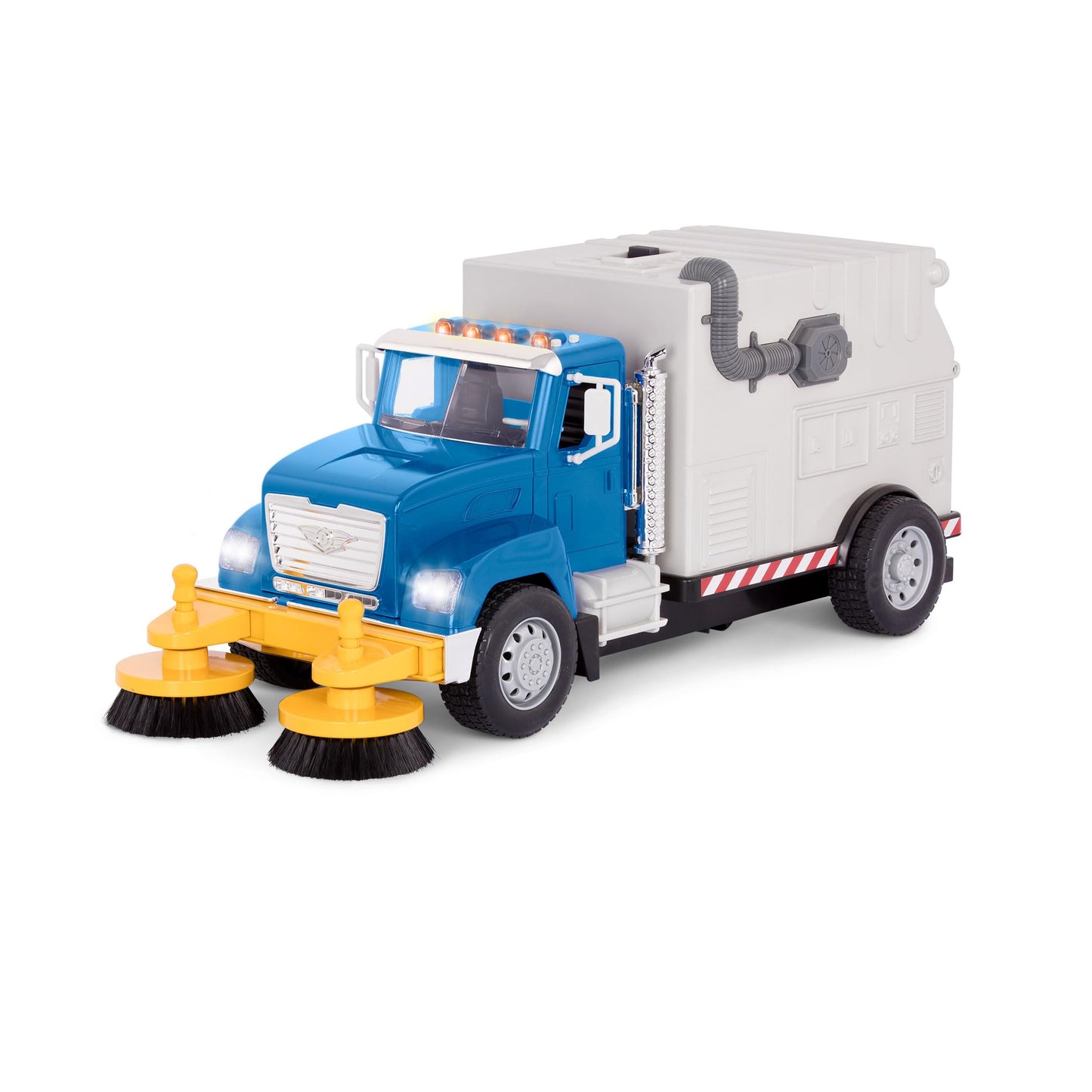 Driven by Battat Electric Street Sweeper Toy - 1:16 Scale Blue Car with Spinning Brushes, Lights, Sounds & Tilting Container for Kids 3+