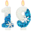 Snow Themed Birthday Candles, Birthday Candle for Party Supplies, Winter Birthday Party Supplies, 2.76 inch Number 19 Candle Cak