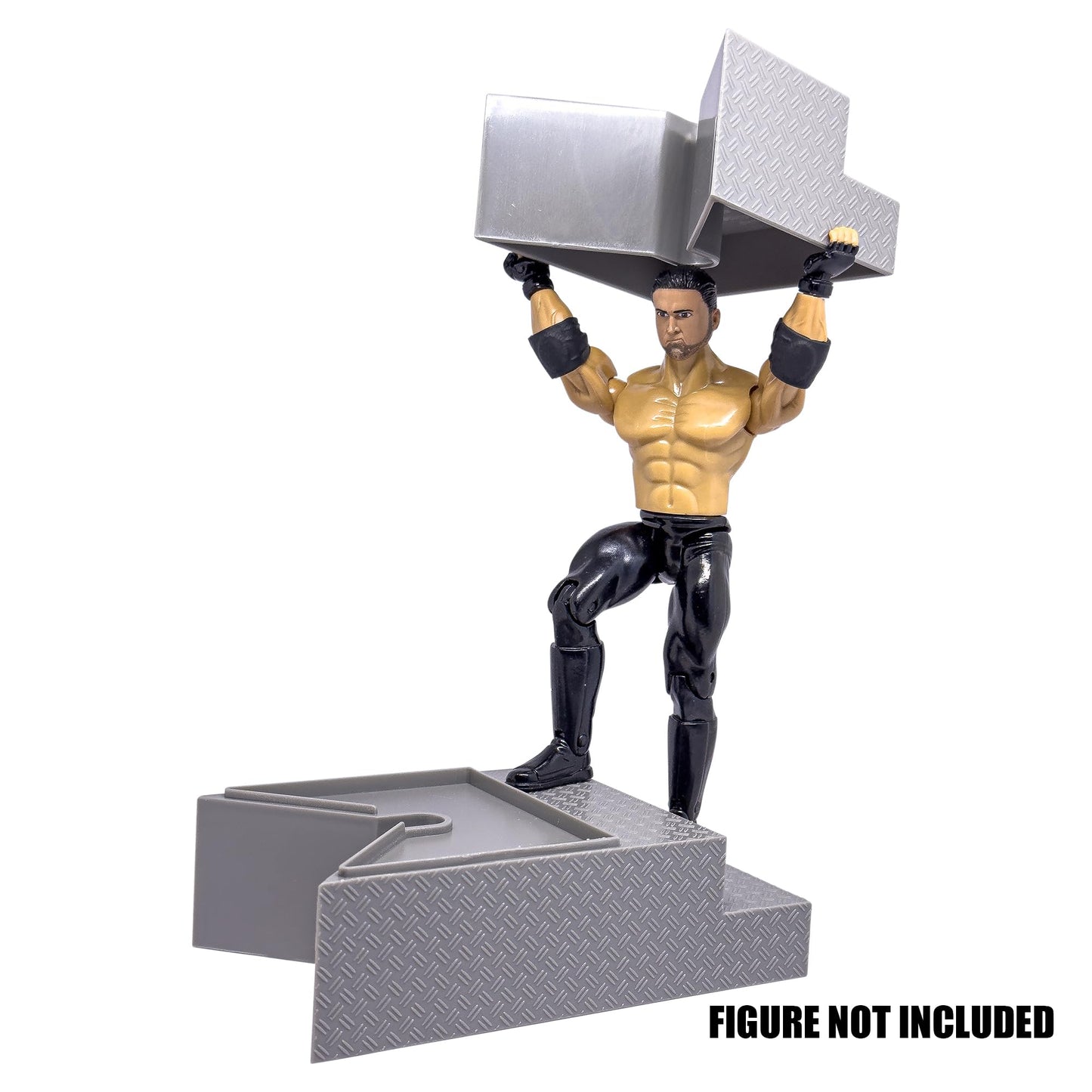 Set Of 4 Deluxe Gray Breakable Ring Stairs For Wrestling Action Figure Rings