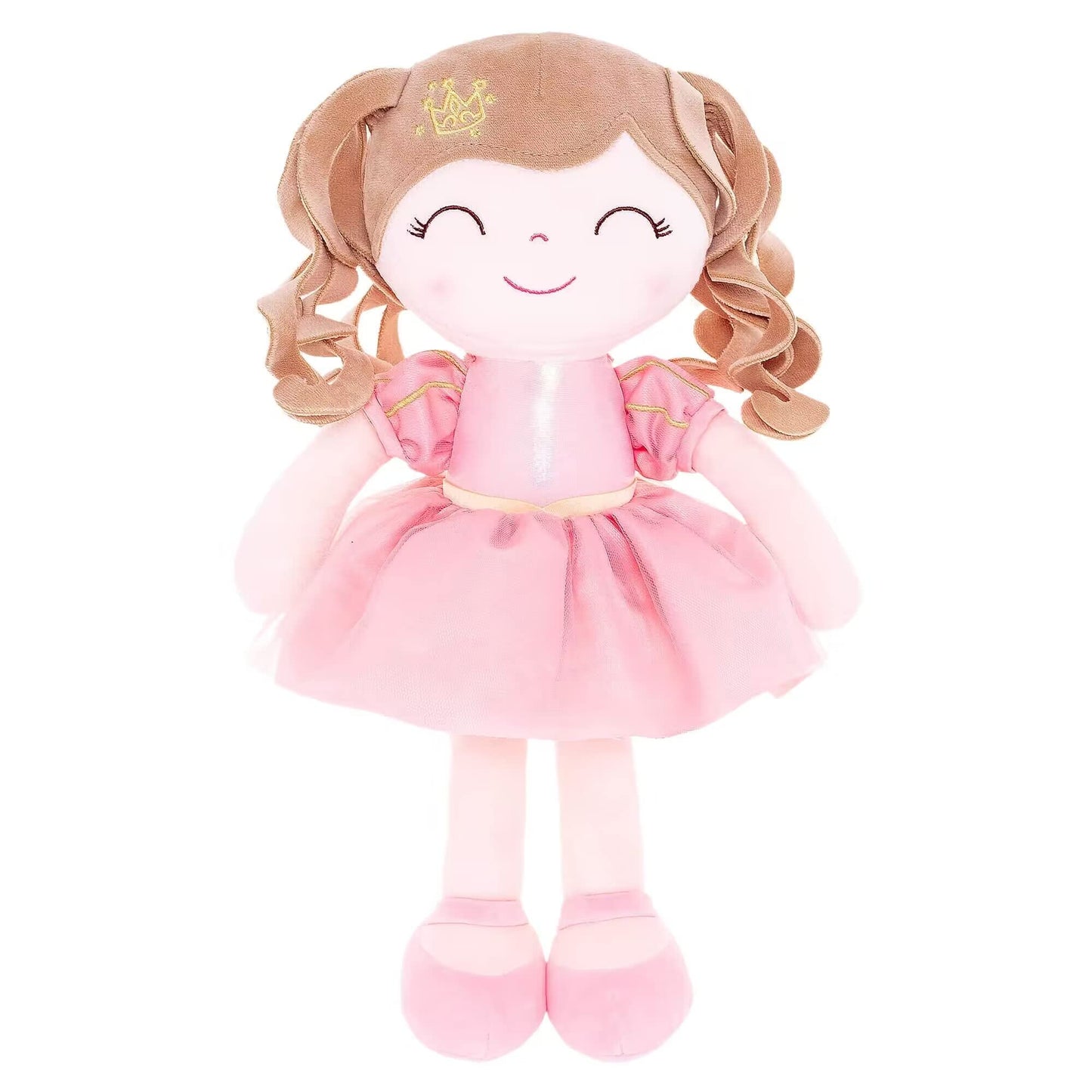 Gloveleya Dolls Baby Girl Gifts Soft Plush Doll Pink Crown Princess 14''