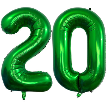 Number 20 Dark Green Balloons 40 Inch Giant Green 20 Numer Foil Helium Balloons For 20Th Green Birthday Party Supplies 20Th Anni