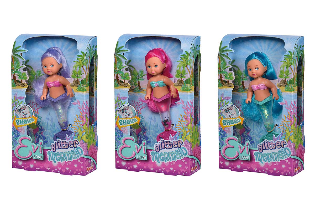 Simba 105733482 - Evi Love Glitter Mermaid Doll With Tail Fin That Glitters When Shake, Only One Item Will Be Delivered