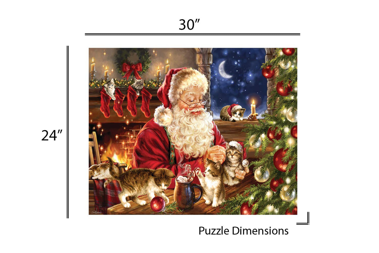 Springbok Christmas Kittens 1000 Piece Jigsaw Puzzle For Adults And Kids Features Santa Clause Playing With Adorable Kittens