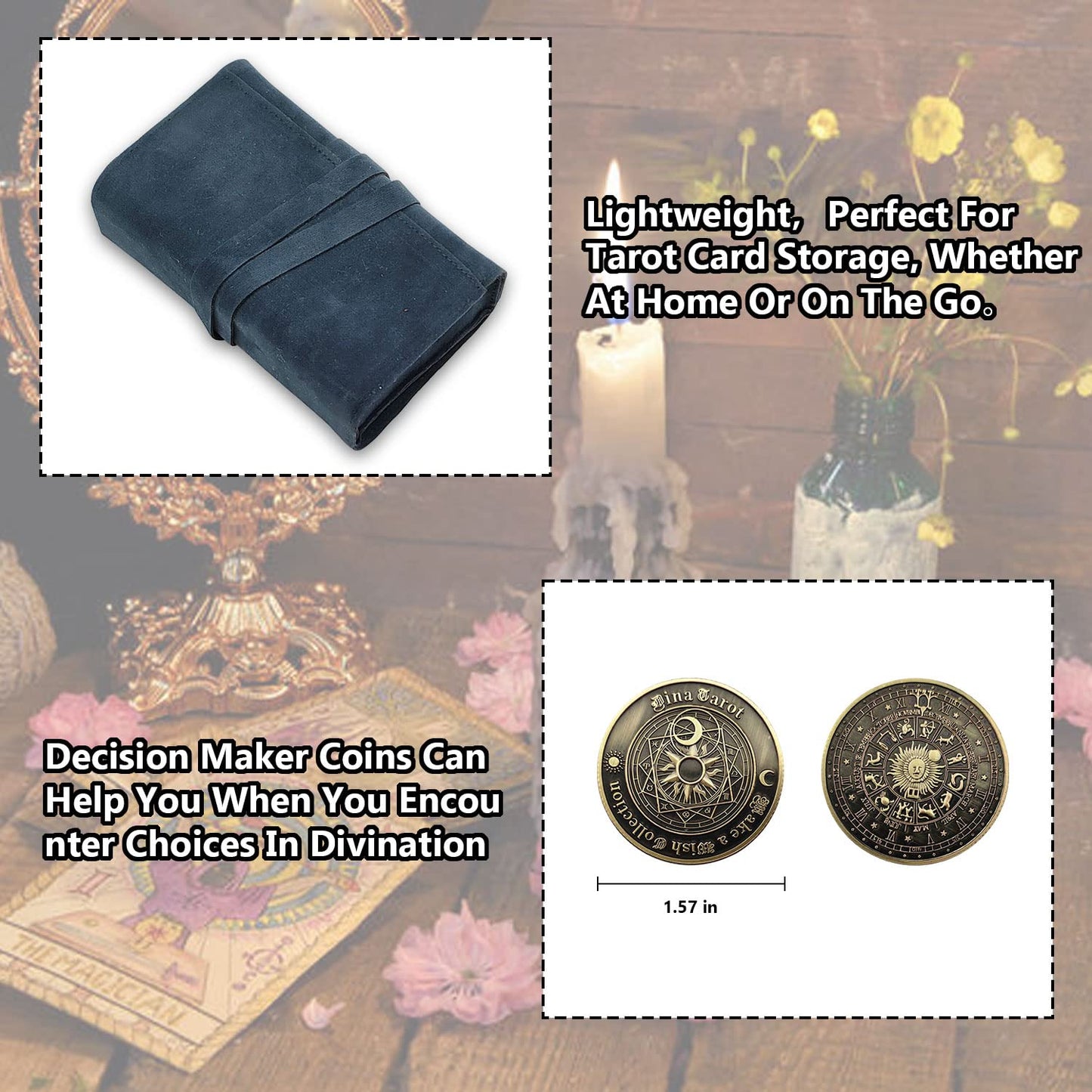 Knana 3Pcs Tarot Card Holder Velvet Tarot Bag Tarot Accessories - Purple&Dark Blue