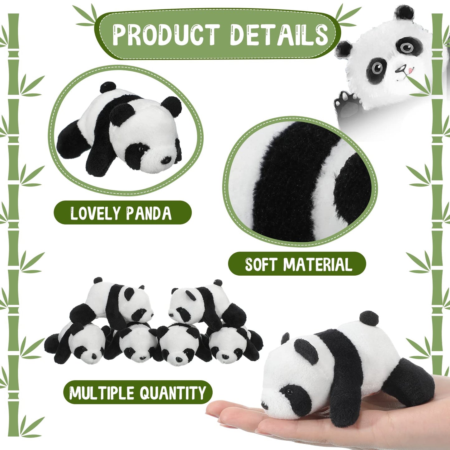 Sotiff 80 Pcs Panda Stuffed Animal Panda Plush Toy 4 Inch Mini Stuffed Animals Small Soft Gifts, Jungle Safari Party Favors, Cla