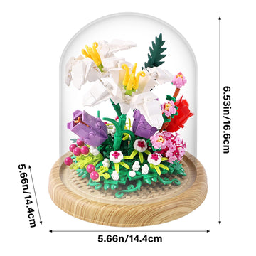 600+Pcs Creative Lily Flowers Bonsai Tree Building Sets,Sweet Lily Building Blocks With A Transparent Display Glass Cover,Exquis