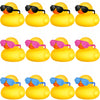 Chivao 12 Pcs Rubber Ducks With 12 Sunglasses/ Hats/ Headwear/ Scarf Small Cruise Ducks In Bulk Mini Rubber Duckies Bathtub Toys For Valentine'S Day Gift Hide(Yellow, Duck With Colored Glasses)