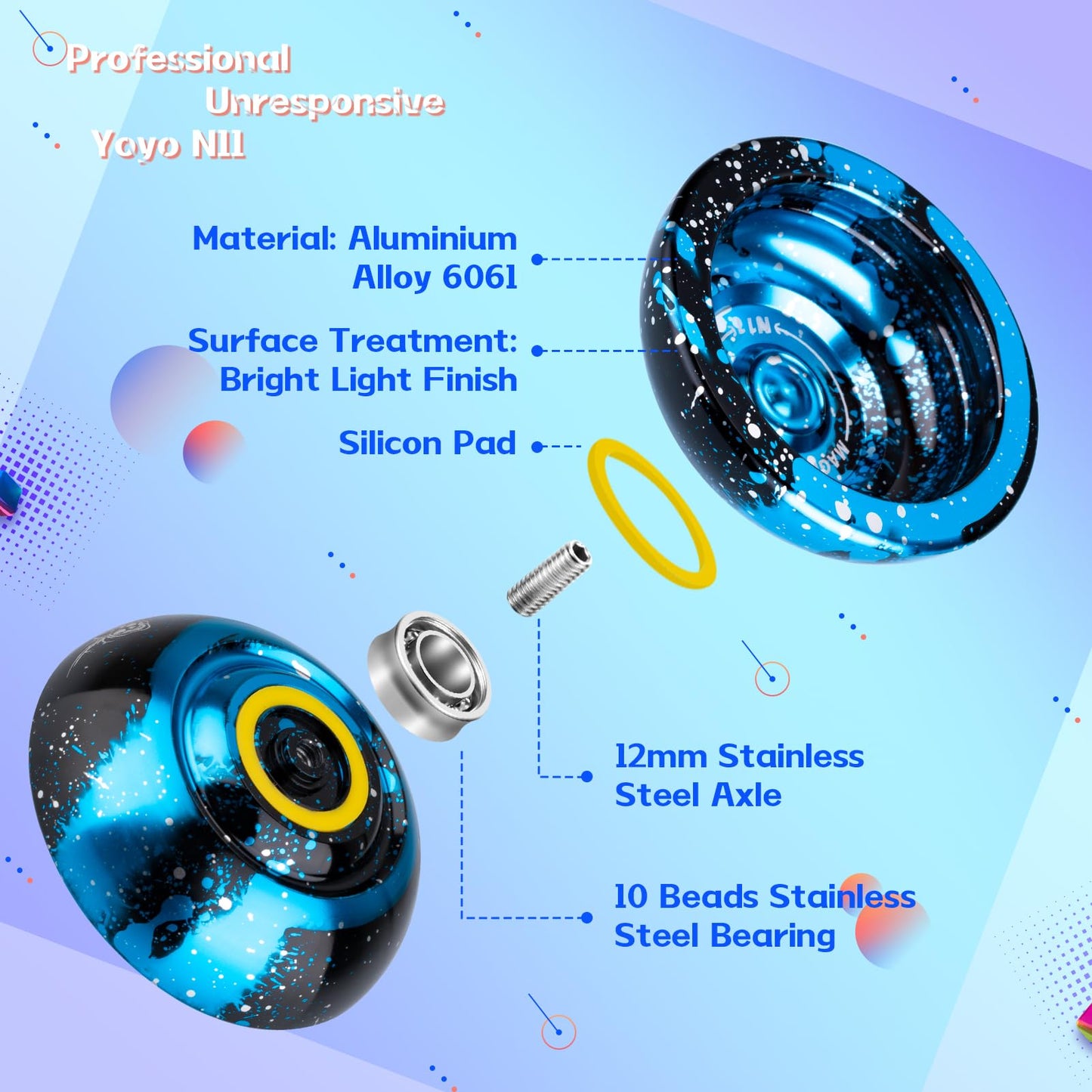 Magicyoyo Dual Purpose Yoyo N11 - Responsive Yoyo For Kids 8-12 Or Above & Unresponsive Yoyo For Advanced With Yoyo Glove + Bag