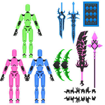 Glowing Titan 13 Action Figure Set Already Assembled T13 Action Figures with Accessories 3D Printed T 13 Lucky Robo Dummy Nova 13 Action Figures Figura de acci?n t13 (3-Colors-A)