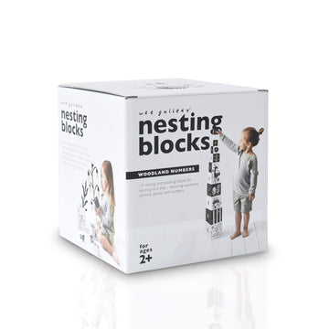 Wee Gallery Nesting Blocks - Woodland Animals And Numbers, Black And White Stacking And Building Toy For Toddlers And Kids, Motor Skills, Creative Play And Problem Solving For Children (Age 2 And Up)