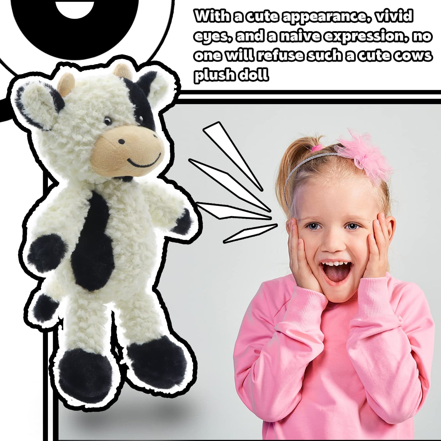 Religes 9' Cute Cow Stuffed Animals Soft Cuddly Cow Plush Stuffed Animal Birthday Gifts For Boys And Girls, Plush Animal Decorations (Cows - Sitting-Red Coat)