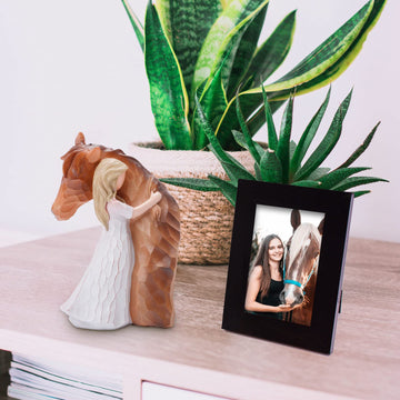 Luckybunny Truly A Friend Guardian Angel Statues, Sculpted Hand-Painted Girl Embracing Horse Figurines, Horse Lover Gifts, Cowgirls Gifts, Horse Loss Remembrance Gifts, Birthday