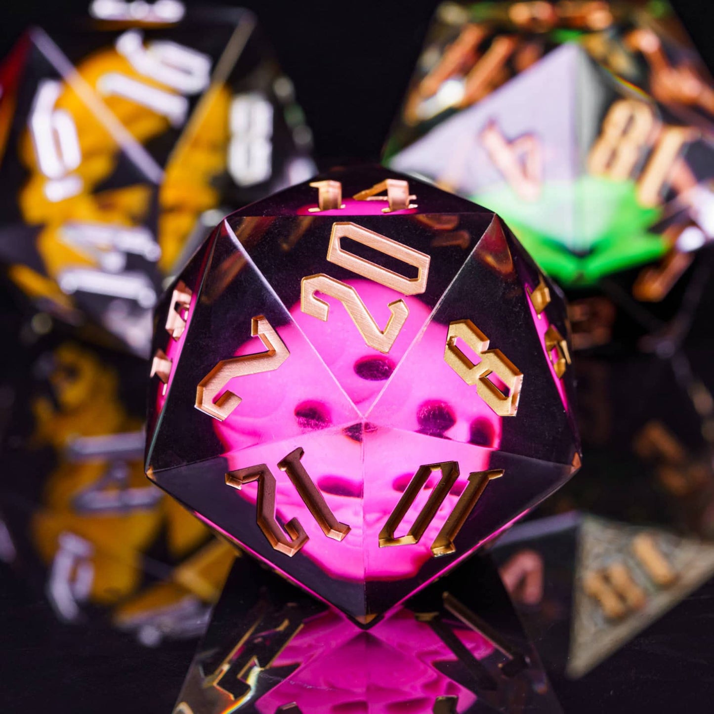 Cusdie Large 55mm D20 Dice with Sharp Edges, Giant D&D 20 Sided Dice for Dungeons and Dragons RPG, Table Games (Pink Skull)