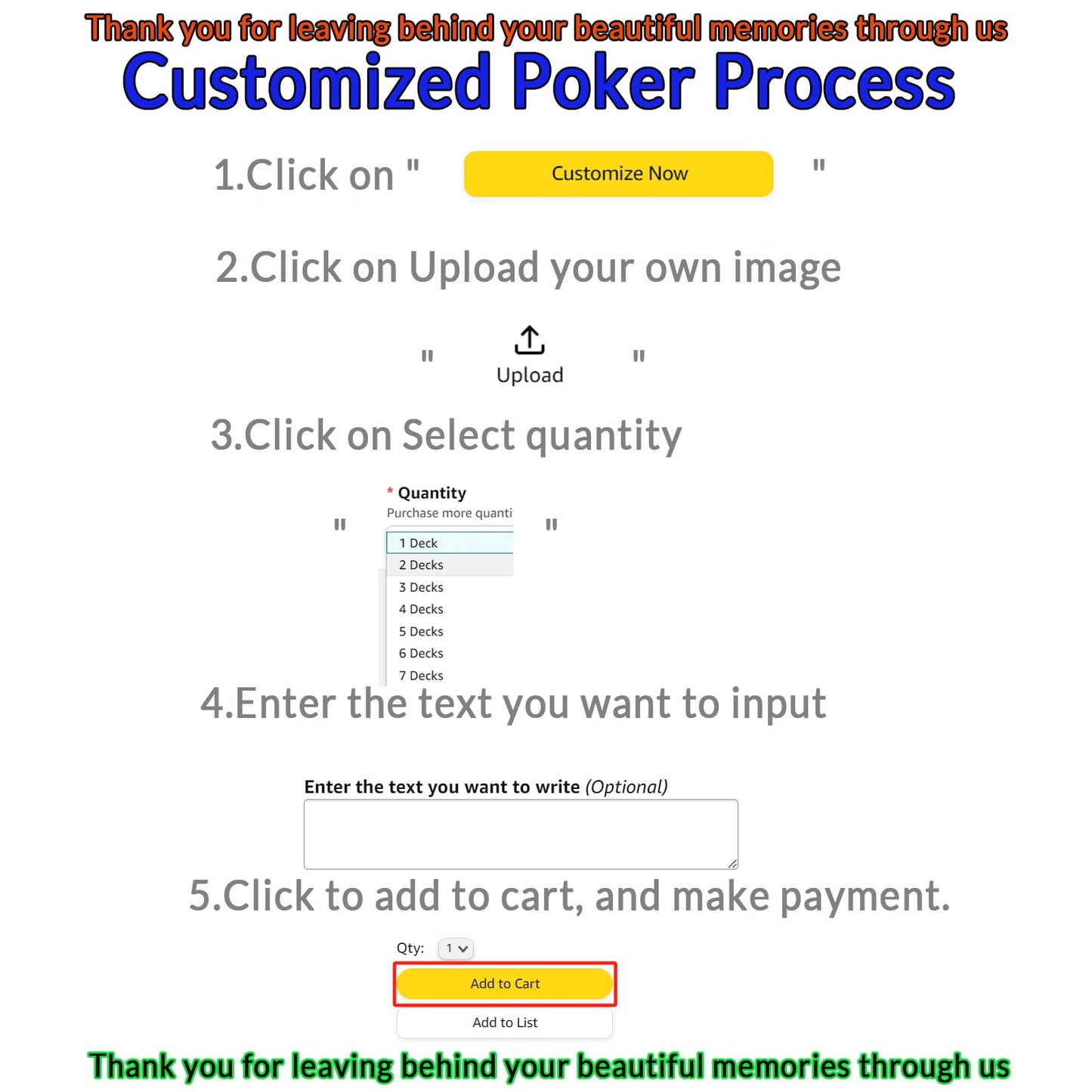 KOMVIOO Personalized Photo Playing Cards, Custom Deck with Your Image, Standard 54-Card Deck (6 Photo)