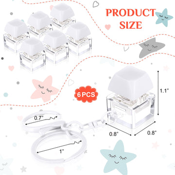 Shappy 6 Pcs Keyboard Fidget Toys Fidget Keychain Fidget Keyboard Clicker Keychain Gift Keychain Button Stress Relief Gifts for mature-themed Office Home School ADHD Toy Cool Fidgets(White)