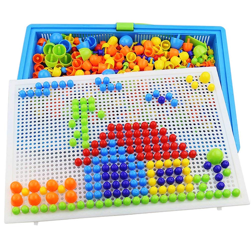 Henmerry Creative Mushroom Nails Mosaic Pegboard Children'S Educational Toys 3D Jigsaw Toys Puzzle Game Building Block Toys (600