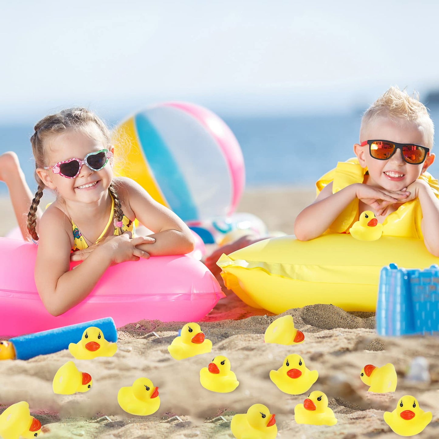 60 Pcs Rubber Ducks Bath Toys Mini Ducks Float And Fun Squeak For Baby Kids Bath Toy Shower Decorations Birthday Party Carnival