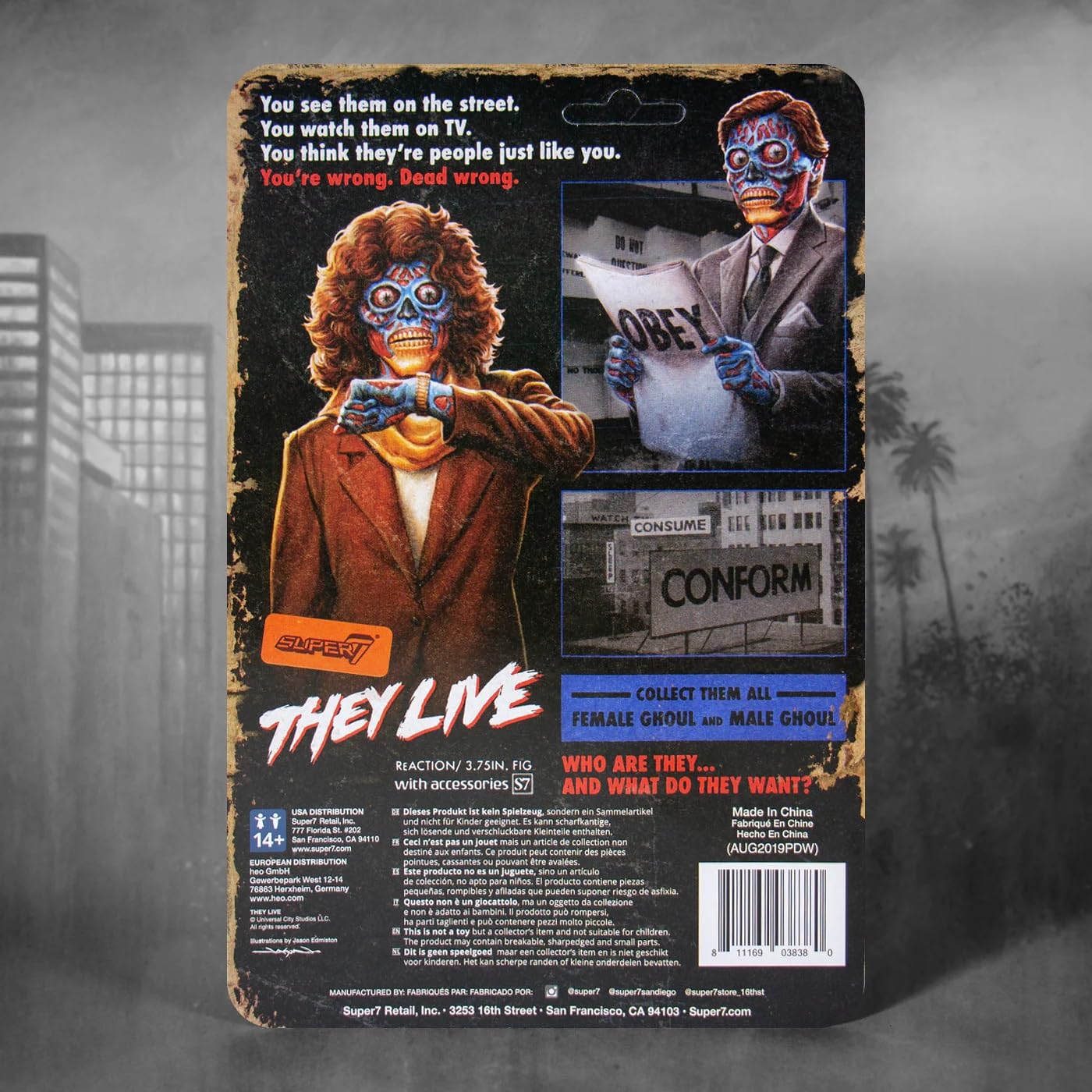 Super7 They Live Male Ghoul - 3.75' They Live Action Figure With Accessories Classic Horror Collectibles And Retro Toys