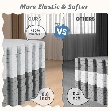 16Pcs Baby Play Mat for Floor Foam Floor Tiles for Kids with Interlocking Squares Foam Puzzle Carpet for Playroom Crawling Rug for Babies 6-12 Months Toddlers 11.8 * 11.8 * 0.6In Each Grey White