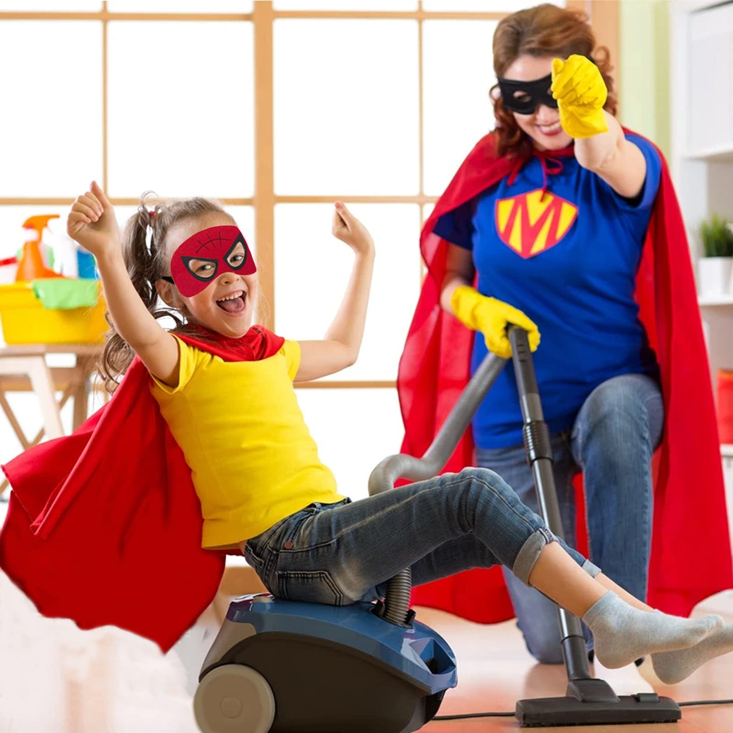 Nugeriaz Superhero Cape For Kids-Halloween Cape And Mask Cosplay Costumes Set For Kids (Double Sided Cape) (2Pcs Red)