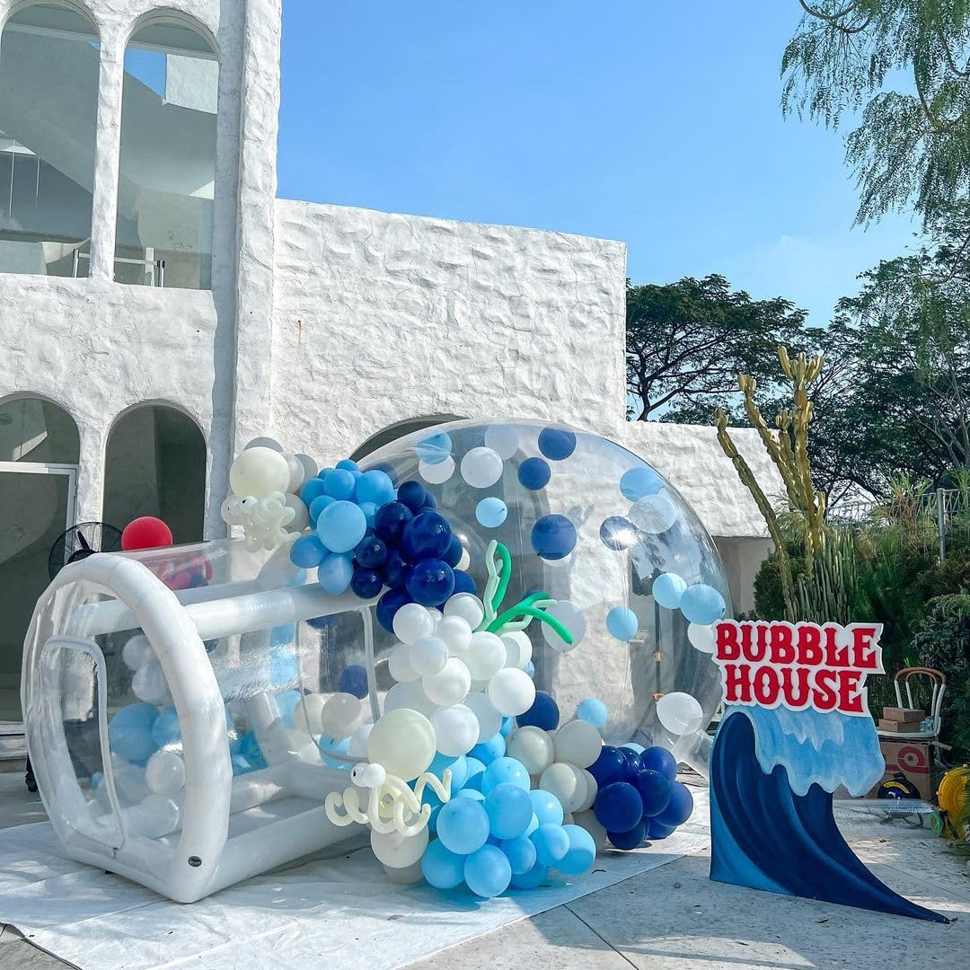 Inflatable Bubble House for Kids, 13Ft Clear Blow Up Balloon Dome with 6.5'L Tunnel, Outdoor Transparent Commercial Grade PVC Bu