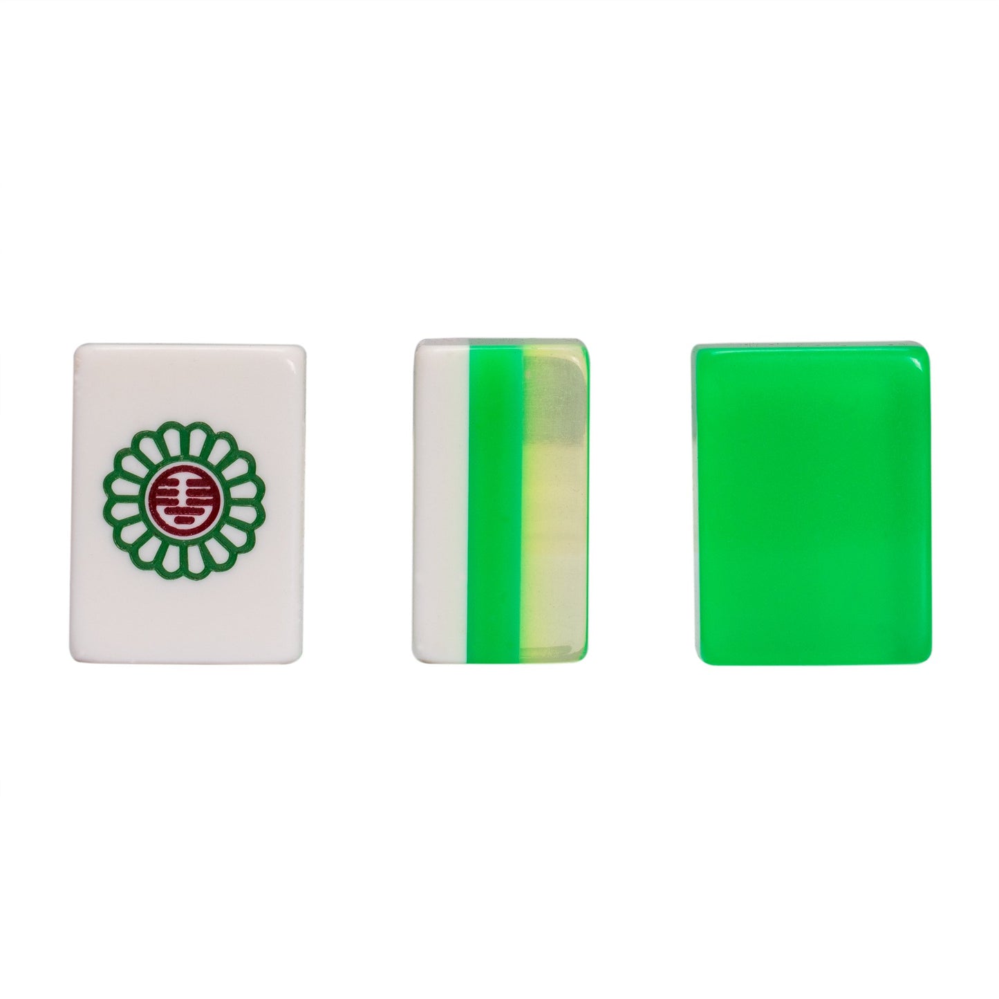 Yellow Mountain Imports Classic Chinese Mahjong Set - 148 Translucent Green Tiles in Emerald Wooden Case, 14.6"x10.8"x2.2"