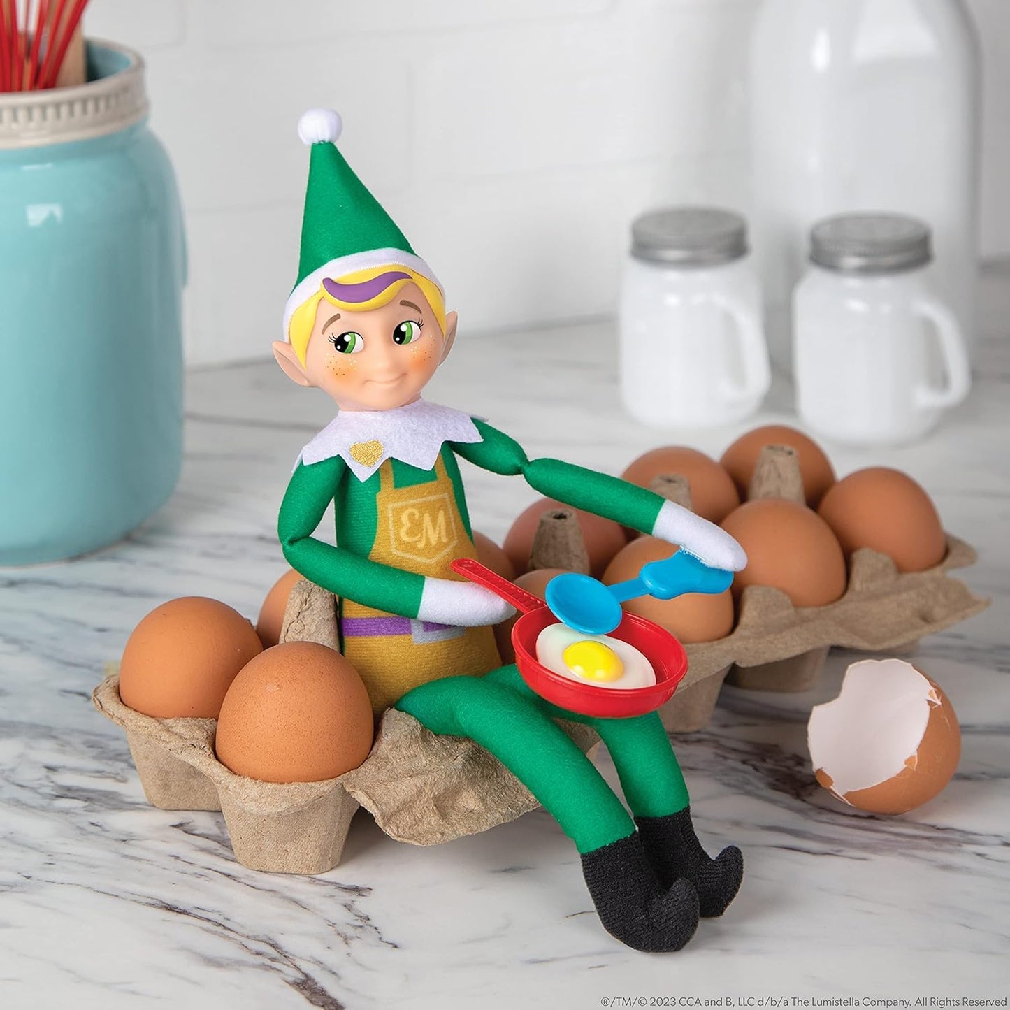The Elf on the Shelf Elf Mates - Deluxe Chef, Fabric, One Size, Brown Eyes, Blue/Green