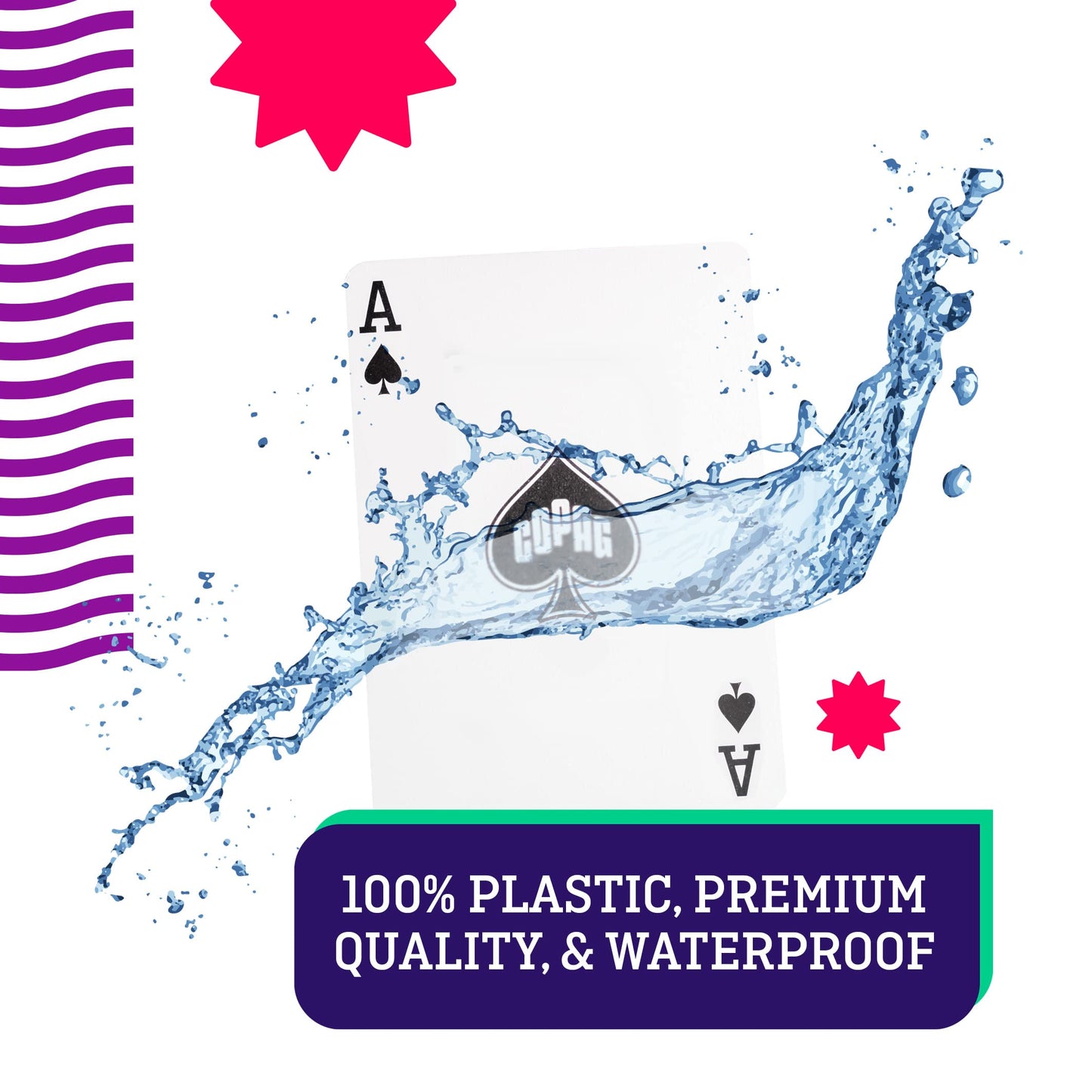 Copag 1546 Neoteric Design 100% Plastic Playing Cards, Poker Size Violet/Yellow/Blue (Regular Index, 1 Set)