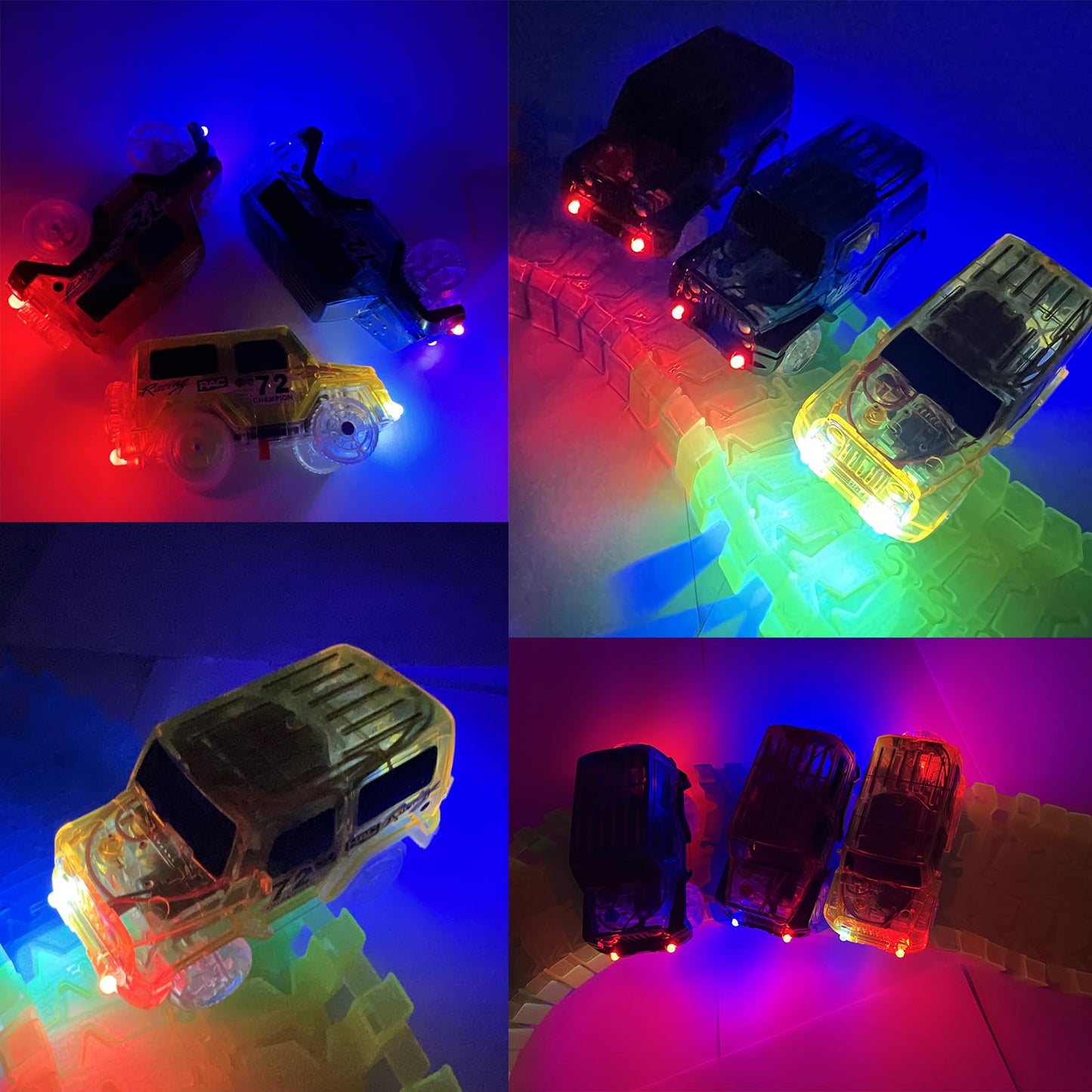 Kermctcokid Tracks Cars Replacement With Led Light Glow Car Toys, Glow In The Dark, Race Car Track Compatible With Car Tracks To