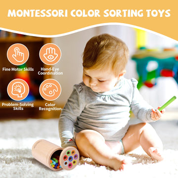 Yhhytoy Montessori Toys For 1+ Year Old, Toddler 18 Month Old Toys Color Sorting Preschool Learning Activities, Fine Motor Skill