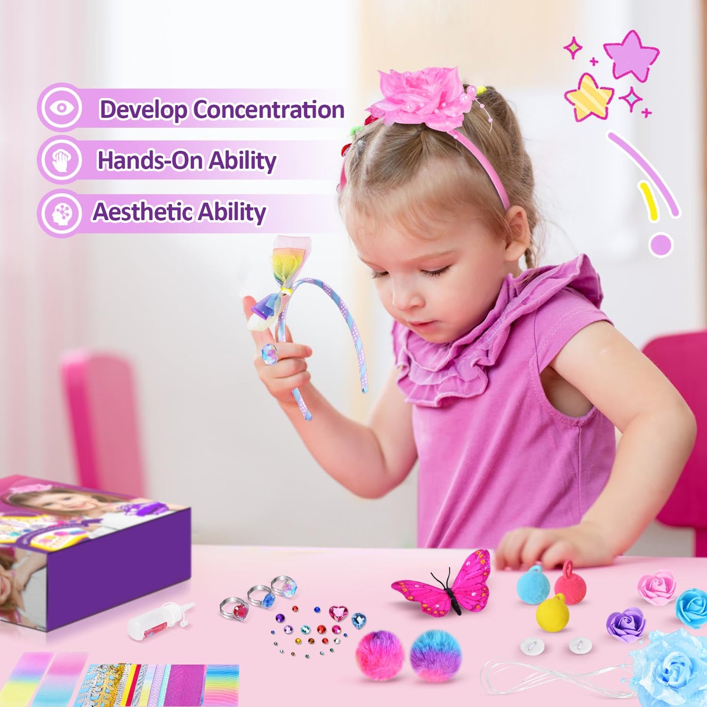 Heroange Headband Making Kit For Girls, Arts And Crafts For Kids Ages 5-7, Diy Hair Accessories Set For Girls Toys 8-12, Made Yo