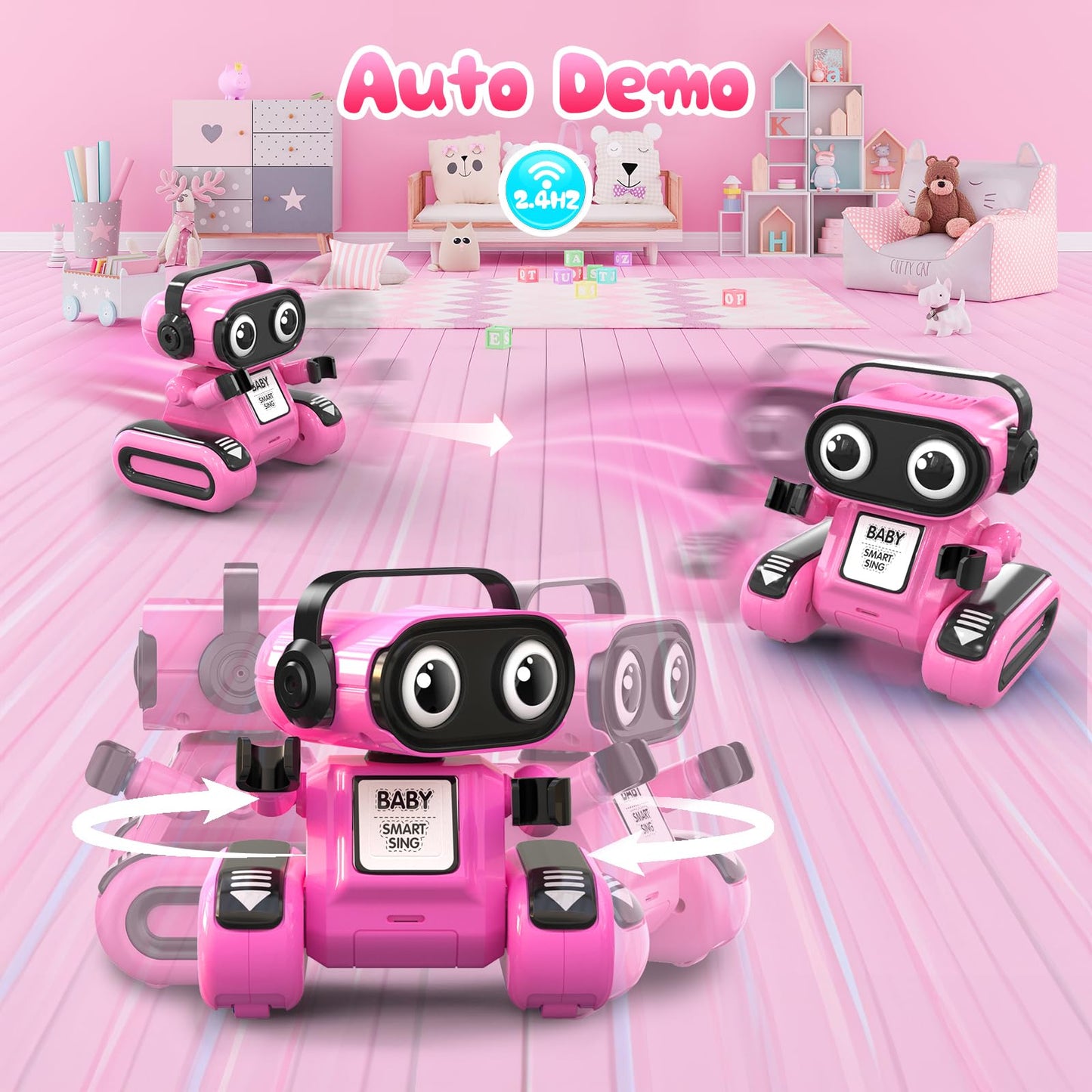 beefunni Smart Robot Toys for Girls 4-10,with LED Eyes, Auto-Demo, Rechargeable,Recording, Music -Perfect Christmas Birthday Gif