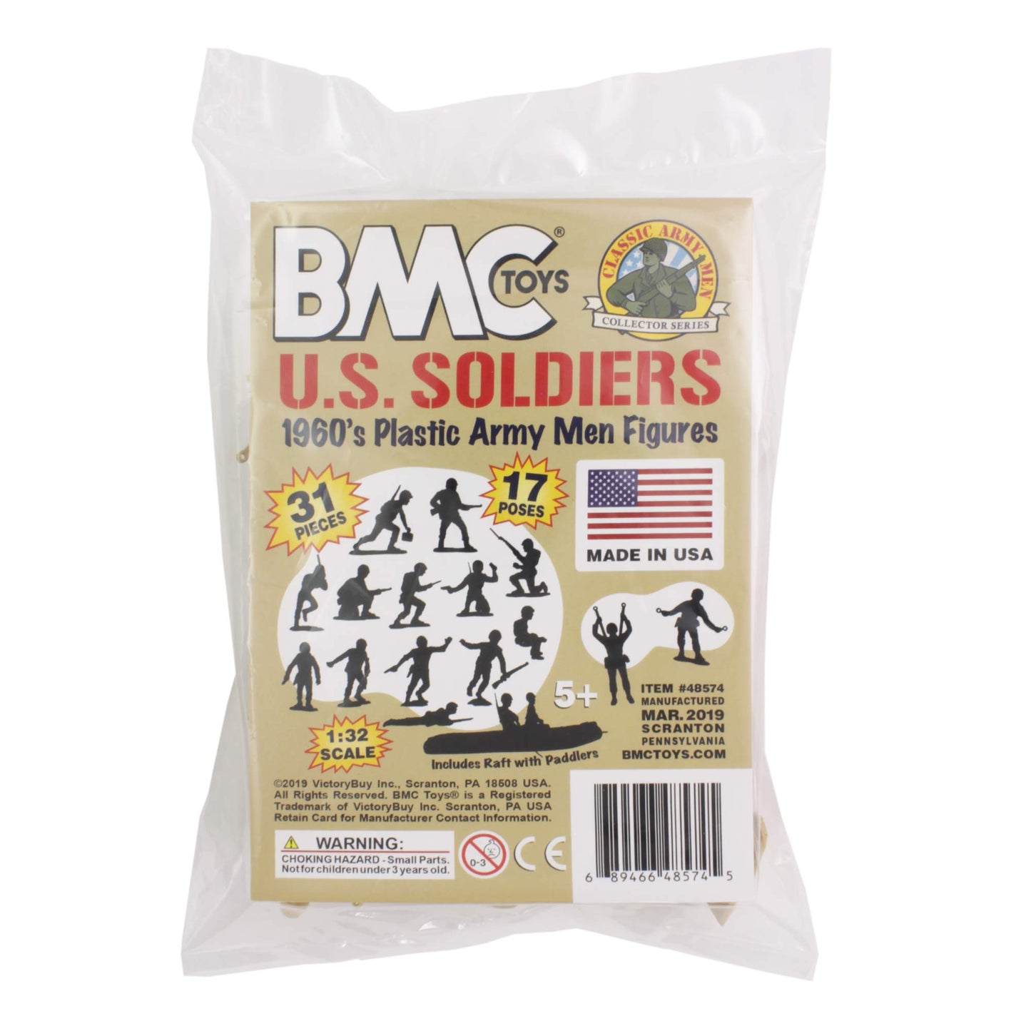 Bmc Marx Plastic Army Men Us Soldiers - Tan 31Pc Ww2 Figures - Made In Usa