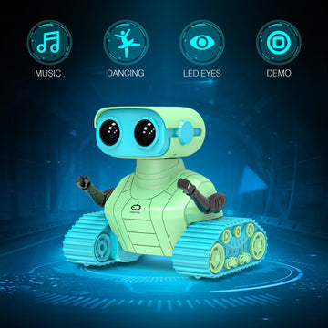 Allcele Robot Toys, Rechargeable Rc Robots For Kids Boys, Remote Control Toy With Music And Led Eyes, Ideal Gift For Children-Green Blue