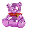 SOBEIT 7.36inch Bear Piggy Bank | Cute Bear Coin Bank | Shiny Plating Craftsmanship | Meticulous Details | Ceramic Bear Money Bank for Kids Girls Boys mature-themed(Rose Red/6.88 L x 5.62 W x 7.36 H)