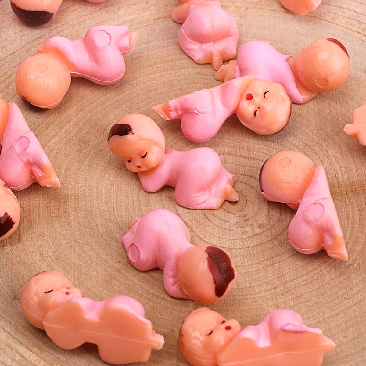 Mini Plastic Babies For Party Favor Decor Party Decorations Baby Shower Party Game Ice Cube Game (1'' 60Pcs, Pink)