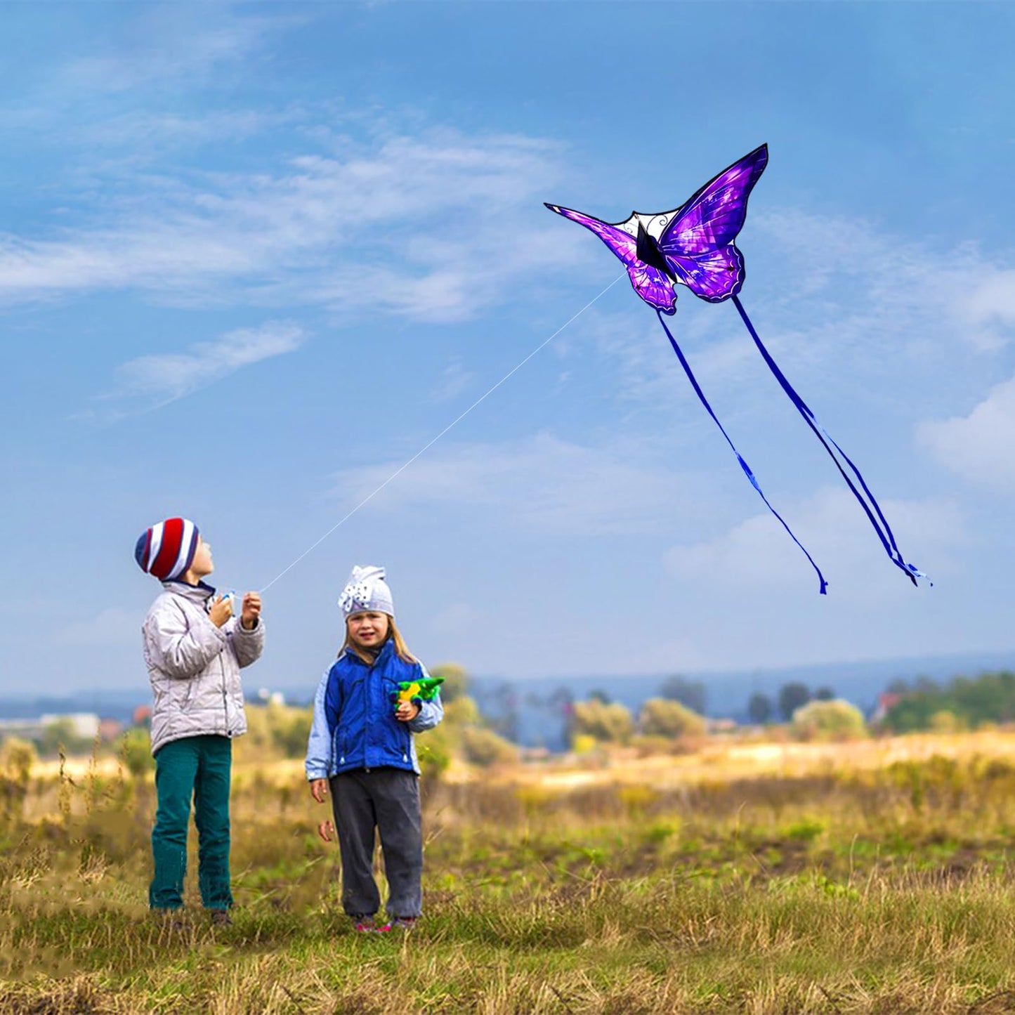 Mint'S Colorful Life Butterfly Kite For Kids & Adults, Easy To Fly Kite For Beach, Large Single Line Kite With Long Tail &300Ft