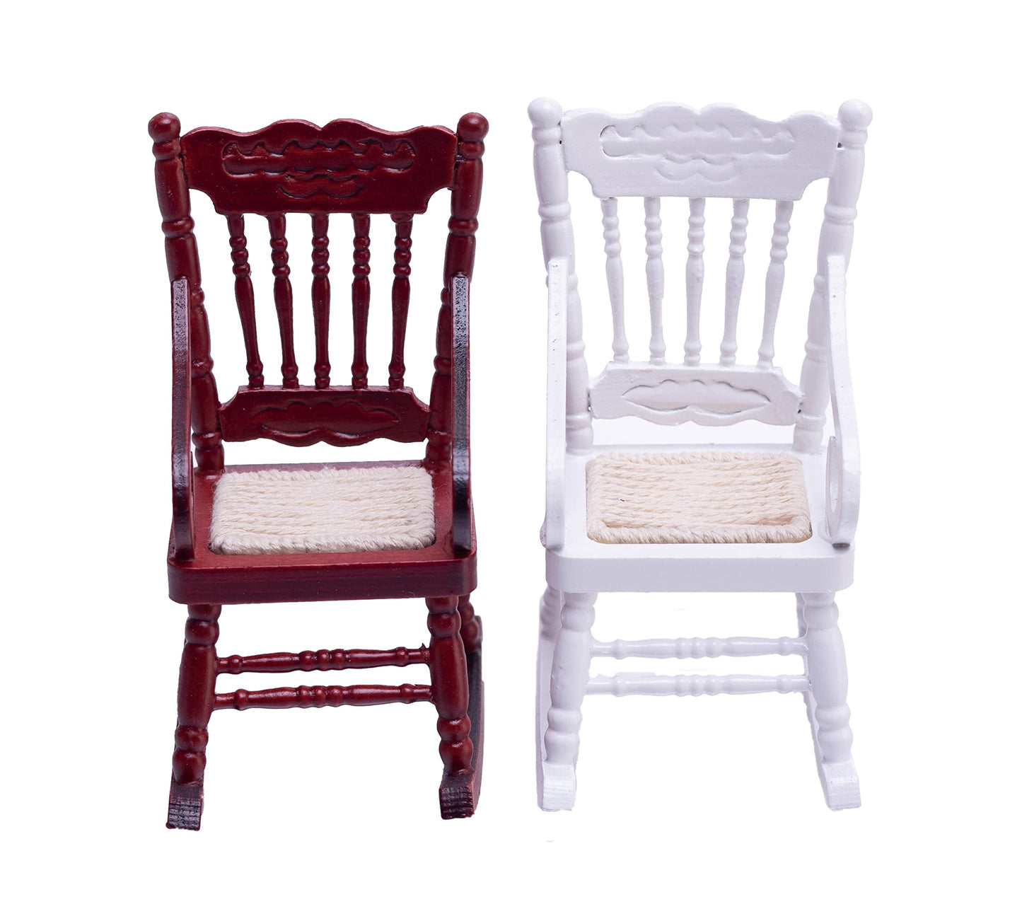 Succuna Dollhouse Miniature Chairs 1 12 Scale Dollhouse Furniture White Red Wooden Rocketing Dining Chairs For Doll House Living
