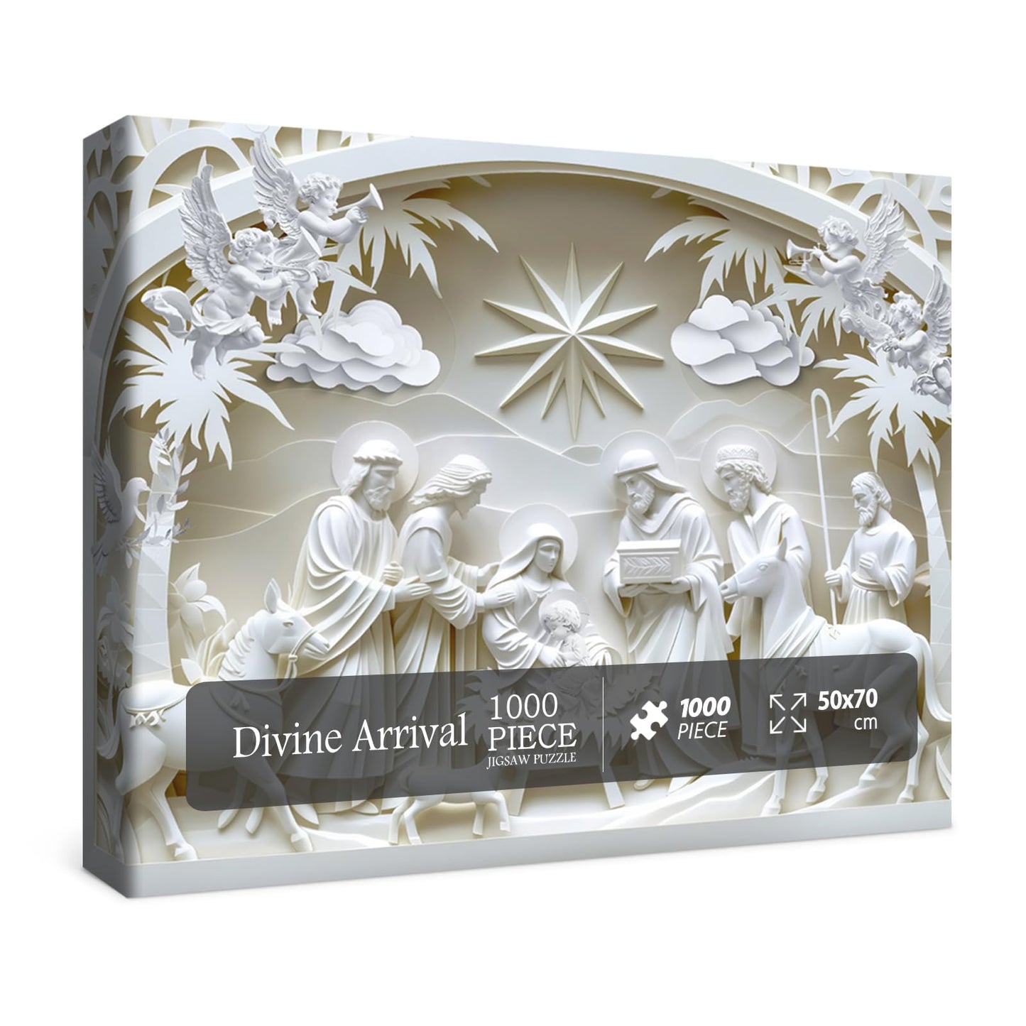3D Nativity Scene Sculpture Puzzles For Adults 1000 Pieces, Christian Jesus Religious Bible Jigsaw Puzzles, Faith Catholic Cross