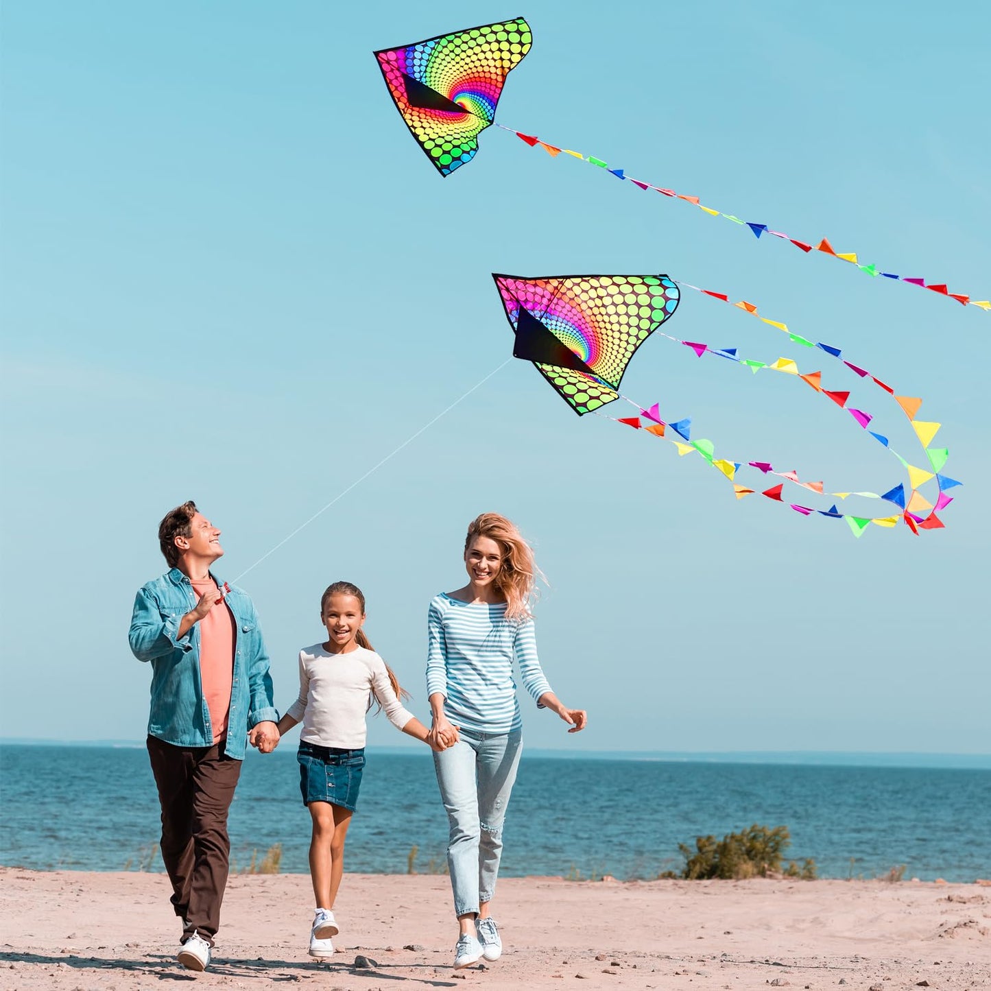 Xida Delta Kites For Kids Ages 8-12, Large Kites For Adults, Easy To Fly Beach Kite With Handle And String(Spiral),Perfect For F
