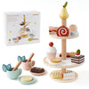 PairPear Tea Party Set Dessert Stand Playset -Wooden Toys Pretend Play Food Kitchen Accessories for Toddler Tea Set Birthday Gif