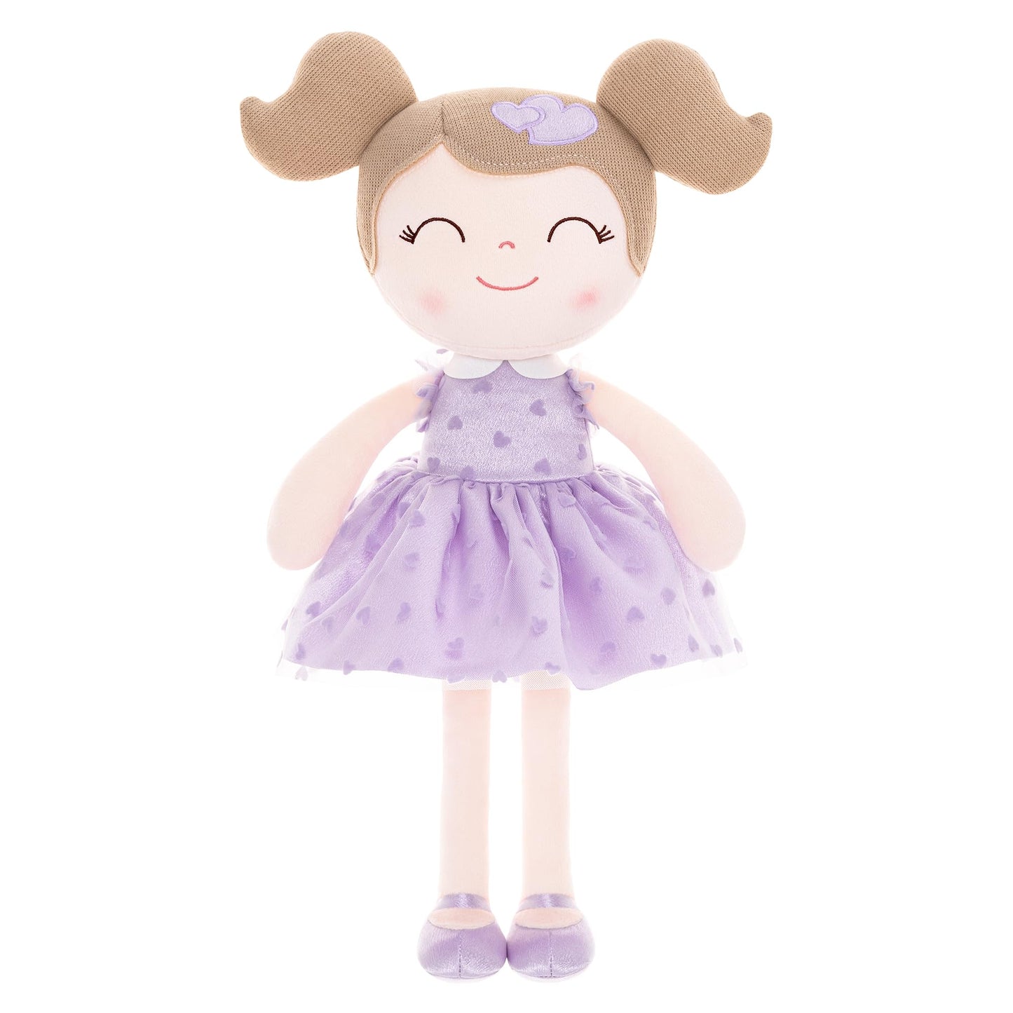 Gloveleya Baby Doll Valentines Day Gifts I Love You Gifts Soft Toy Plush Dolls Purple Flocking Heart Girl 16 Inches