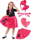 Aprroot 50S Outfit For Girls Decades Day Outfits Kids Girls Poodle Skirts 50S Costume With Headbands, Glasses, Scarves 12-14Y Ho