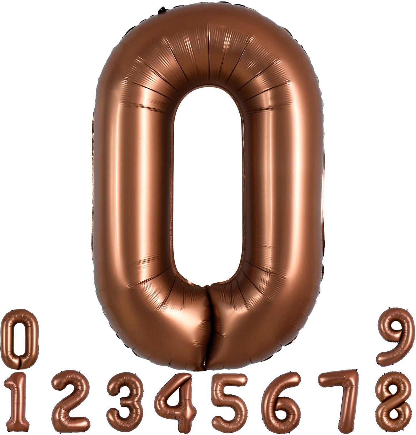 Toniful 40 Inch Coffee Brown Large Numbers Balloon 0-9 Birthday Party Decorations,Big Chocolate Number 0 Foil Balloon Digital 0