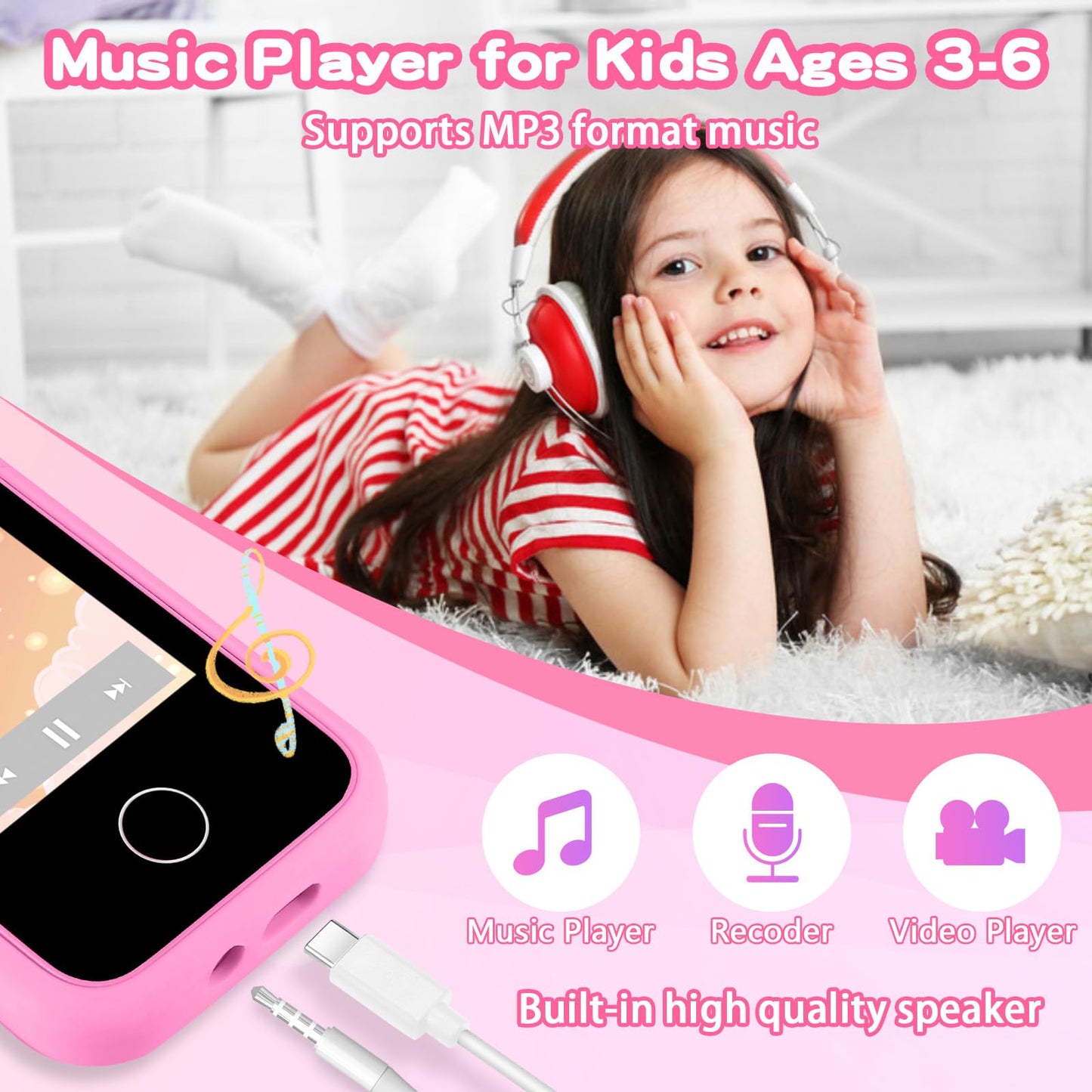 Nikuku Kids Smart Phone for Girls, Christmas Birthday Gifts for Girls 3-8 Year Old, Pretend Toy Phones with Dual with Dual Camer