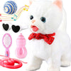 HCdoujoy Interactive Plush White Cat Robot Toy with Voice Control, Dancing & Singing Features, Model: White Bowtie Cat-HC