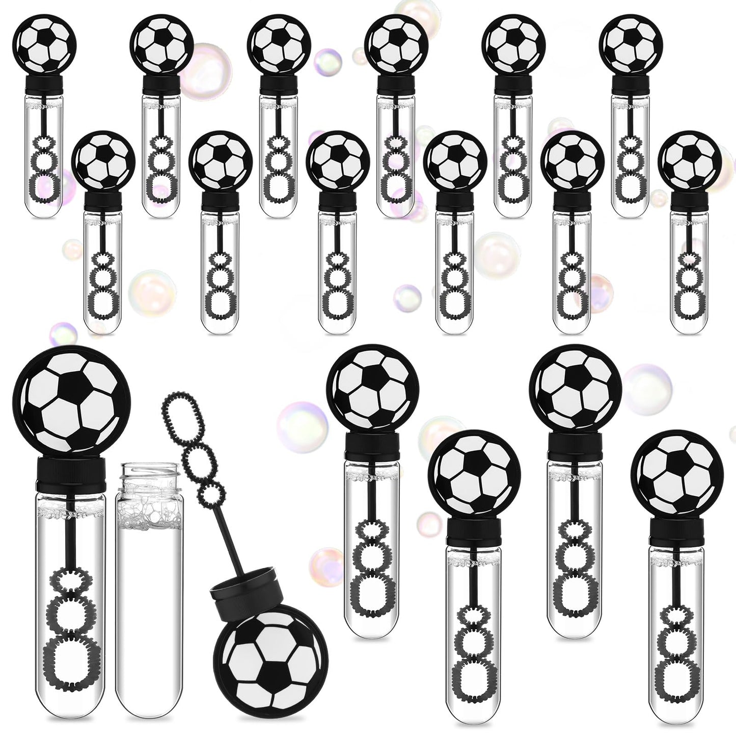 Pullcrease 16 Pcs Soccer Bubble Wands Party Favors Soccer Gifts Birthday Bubble Wand Bulk Soccer Party Decorations Soccer Theme