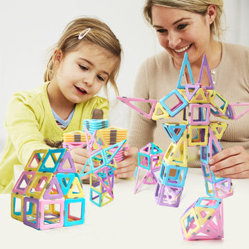 Magnetic Tiles 80Pcs Magnet Building Blocks Set Creative Stacking Toys For Kids, 3D Diy Construction Kit Preschool Child Montessori Toys Stem Learning Toys Gifts For Girls Boys 3 4 5 6 7 Years