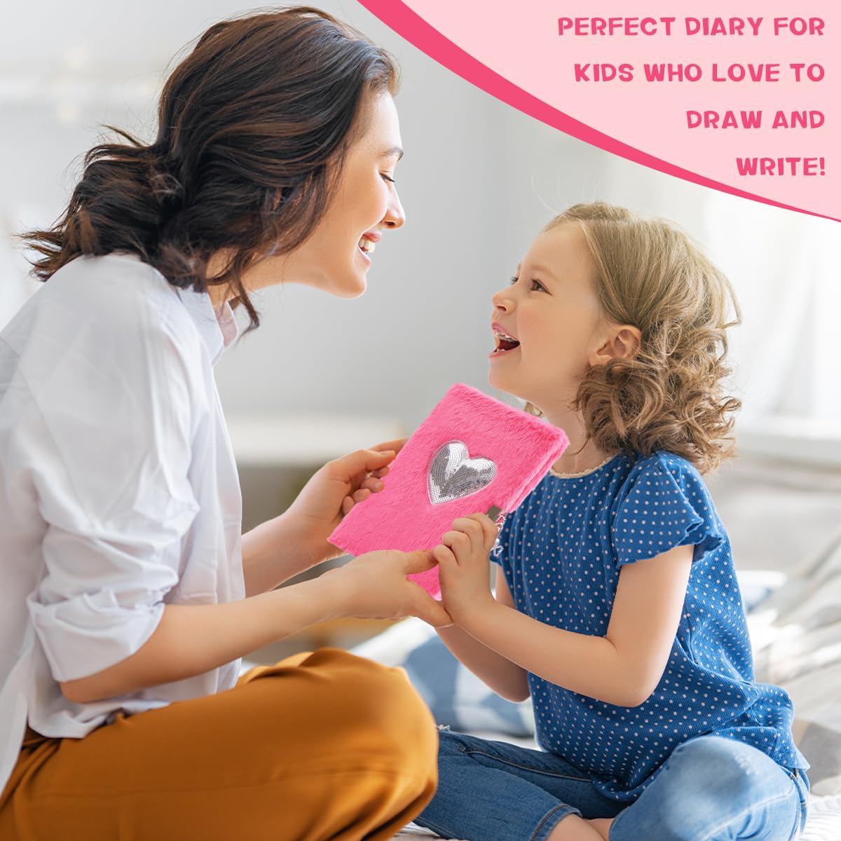 Prinbarbee Heart Diary For Girls With Lock And Keys, Cute Plush Diary Secret Diary, Writing Journal Lined Pages Notebook Sequine